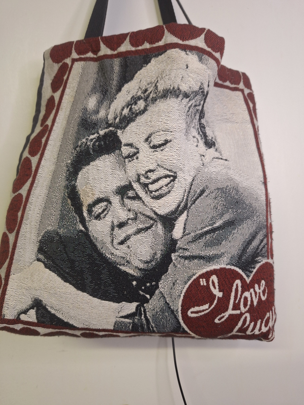 Vintage I Love Lucy Tapestry Tote Bag in Red, Black, White